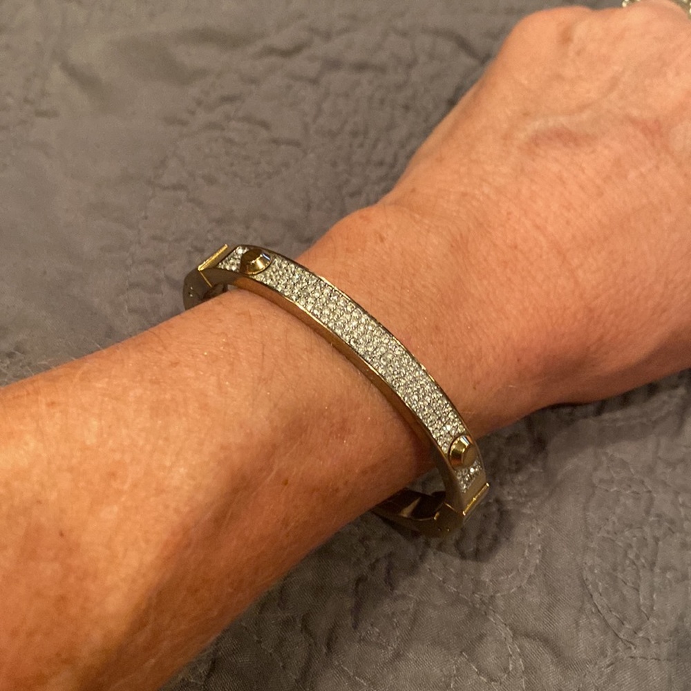 Gold tone Michael Kors crystal pane bangle bracelet. Great condition. - Picture 9 of 12